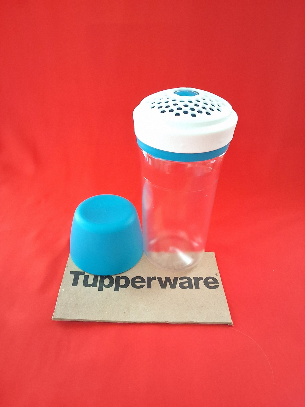 Tupperware Blue and White Spice/Parmesan Shaker with Lid